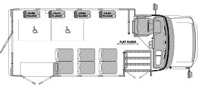6 passenger with 2 wheelchair positions and 4 double foldaways