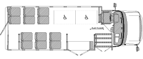 12 passenger with 2 wheelchair positions and rear storage