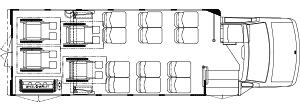 12 passengers with 4 wheelchair positions