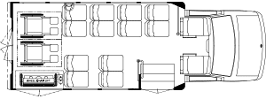 12 passengers with 2 wheelchair positions
