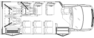 12 passengers with 3 wheelchair positions